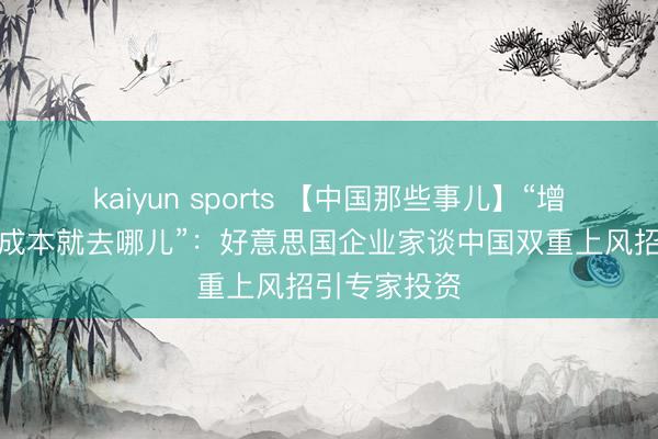 kaiyun sports 【中国那些事儿】“增长在哪儿，成本就去哪儿”：好意思国企业家谈中国双重上风招引专家投资