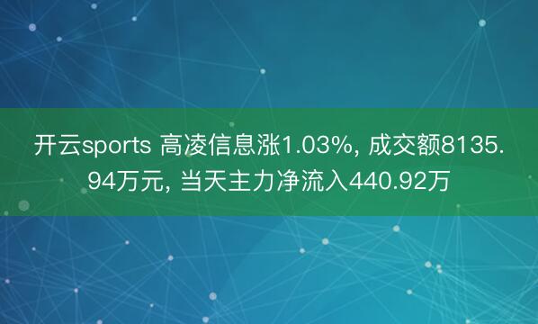 开云sports 高凌信息涨1.03%, 成交额8135.94万元, 当天主力净流入440.92万