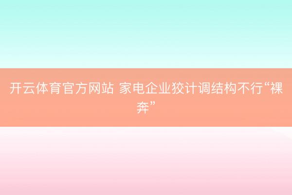 开云体育官方网站 家电企业狡计调结构不行“裸奔”