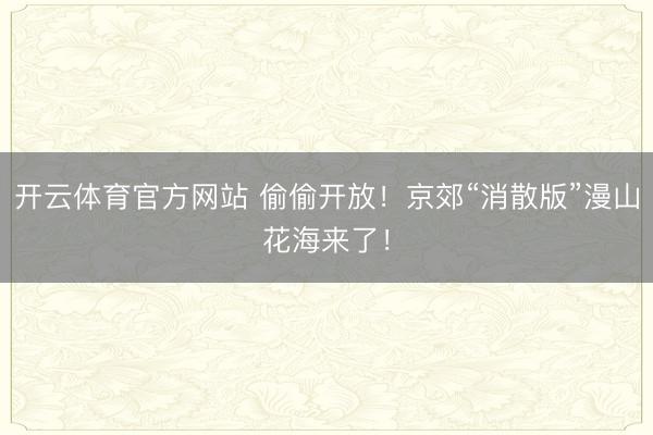 开云体育官方网站 偷偷开放！京郊“消散版”漫山花海来了！