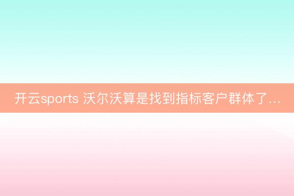 开云sports 沃尔沃算是找到指标客户群体了…