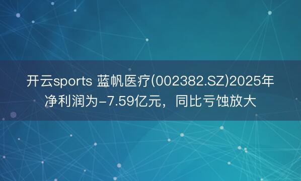 开云sports 蓝帆医疗(002382.SZ)2025年净利润为-7.59亿元，同比亏蚀放大